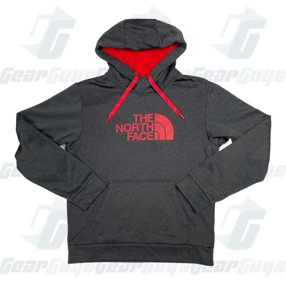 The North Face Gray Red Hoodie Pullover Sweatshirt Hiking Outdoor Small